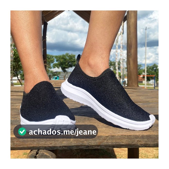 Tênis Meia Feminino Academia Caminhada Ortopédico Leve Confortavel Casual Preto