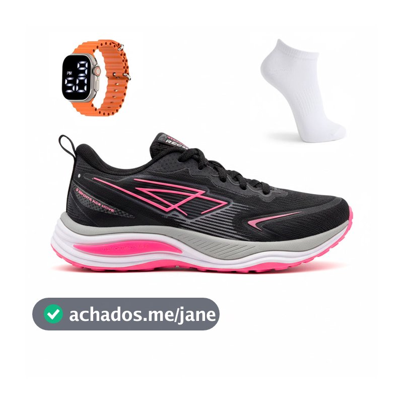 Kit Tênis Feminino Esportivo Caminhada Treino Academia Corrida Repplay  + Meia e Relogio