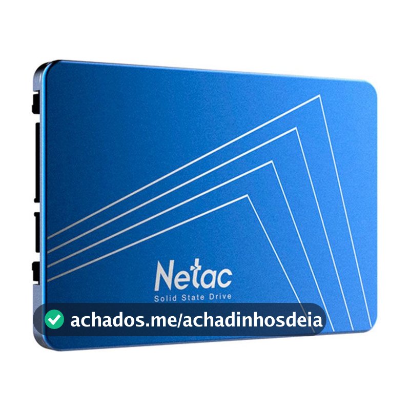 SSD Netac N600S, 512GB, 2,5", SATA III 6Gb/s, Leitura 560MB/s, Gravação 520MB/s, Azul