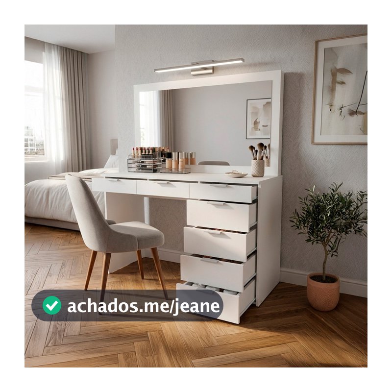 Penteadeira Ditália 7 Gavetas Branco UV Acetinado