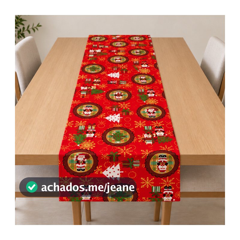 Caminho De Mesa Natal Estampado 1,50x0,40 Oxford