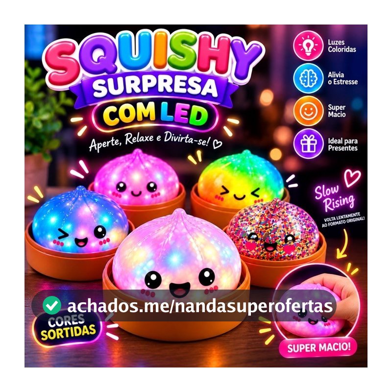 Squishy Dumpling Brinquedo Com Luz Squish Surpresa Antiestresse Bolinho Fofinho Macio Grande