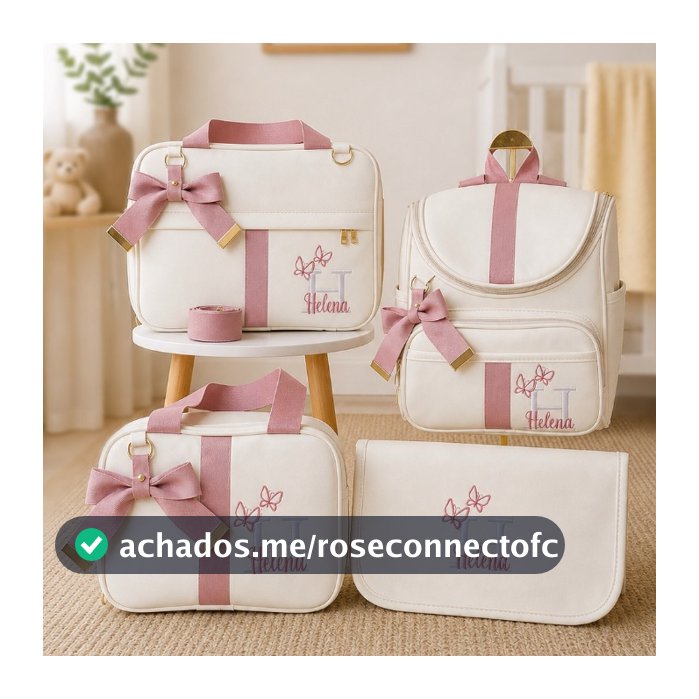 Bolsas Maternidade 4 Peças Luxo, Completo Personalizado térmico e impermeável, Coleção Afeto