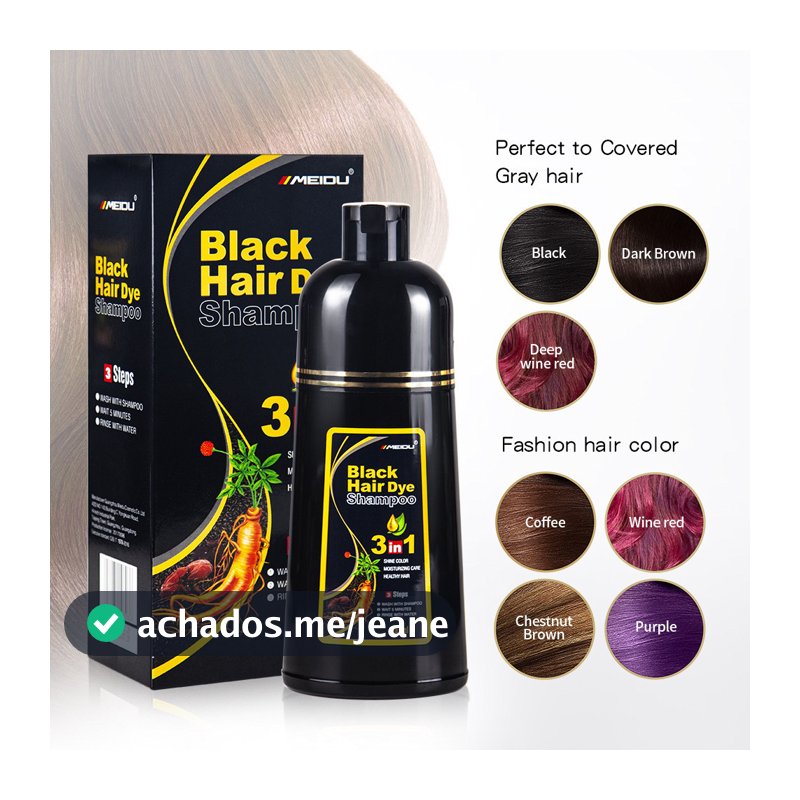 Mido One Black Hair Dye Shampoo Tintura de Cabelo Sem Enxágüe Shampoo Unisexo de Longa Duração 500ml