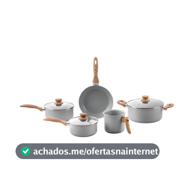 Jogo De Panela Antiaderente 5 peças Brinox Gris Ceramic Life Easy Cinza