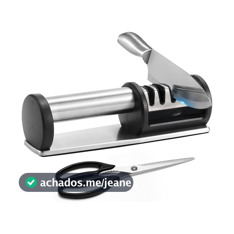 Lumai Afiador Facas Detroit 4 Estágios Diamante Tungstênio Cerâmica Tesoura Manual Cozinha Inox