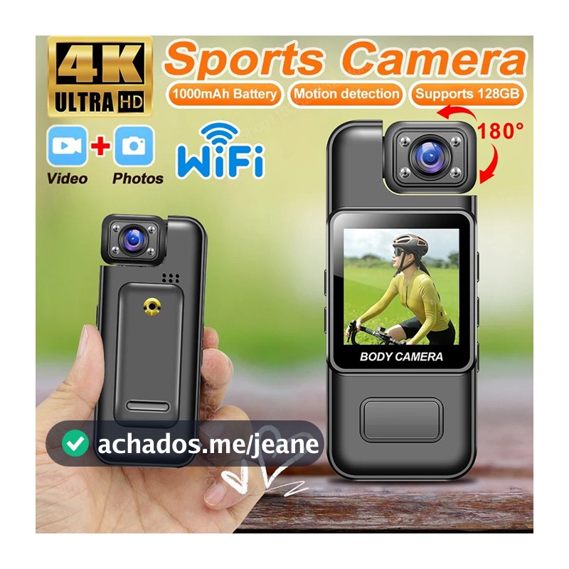 Com WiFi 4K Mini Câmera Portátil Gravador De Vídeo Digital Polícia Corpo Cam Visão Noturna Infravermelha Esportes DV Peq