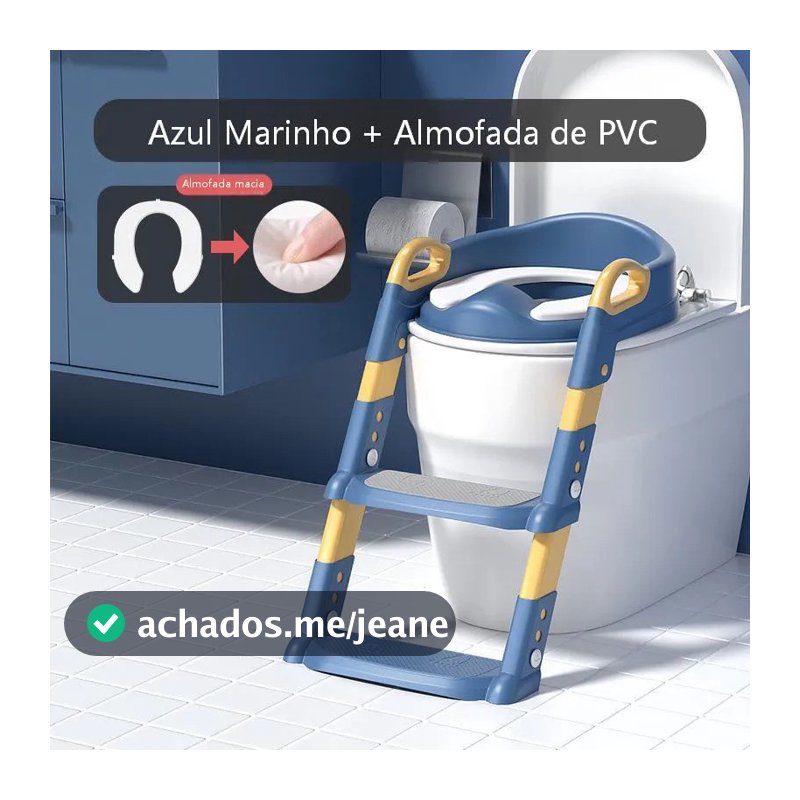 Assento Redutor Infantil C/ Escada Vaso Sanitário Troninho Bebê Almofadado Desfralde Antiderrapante