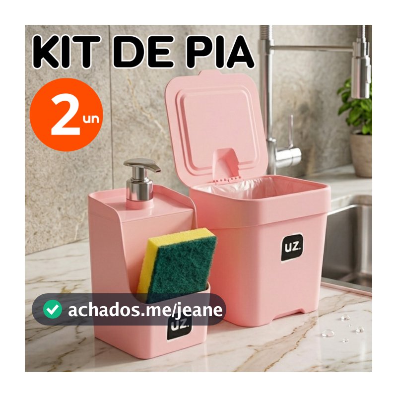 Kit 2 peças Porta Detergente Pia Cozinha Lixeira Kit Coisas de Cozinha