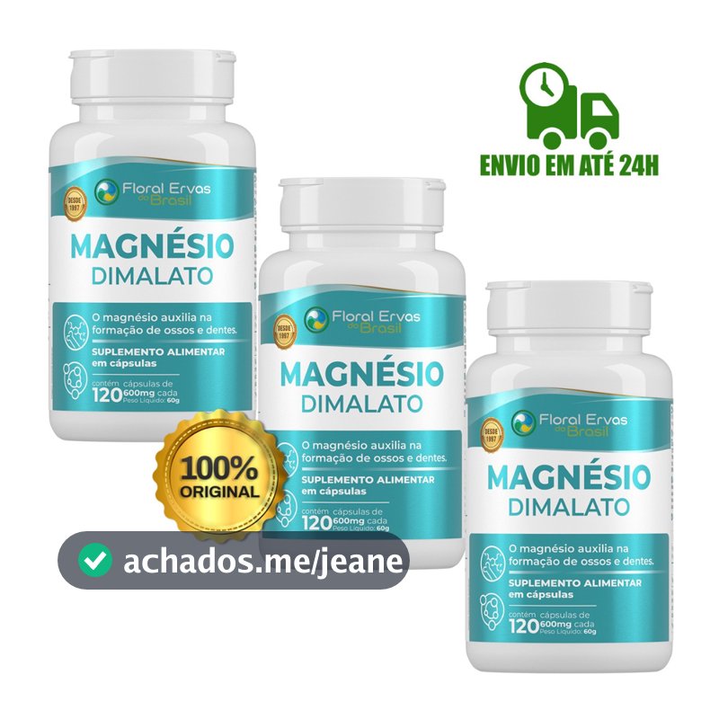 Magnésio Dimalato 600mg 120 Cápsulas Original Floral Ervas