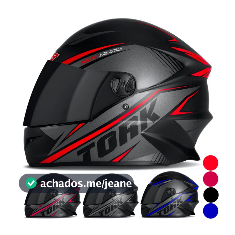 Capacete Fechado Moto Modelo R8 Várias Cores Tamanho 56 58 60 Viseira Fumê Pro Tork