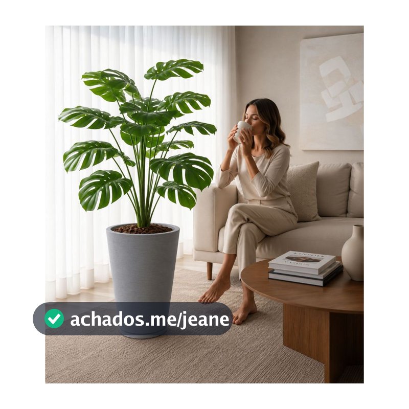Costela de Adão Artificial 80cm Com Vaso Grande Decoração Sala Recepção Escritório