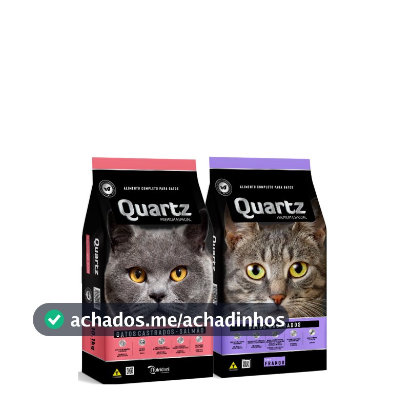 Ração Quartz para Gatos Castrados Frango e Salmão – Disponível em 10kg, 20kg e 30kg - 35% Proteína