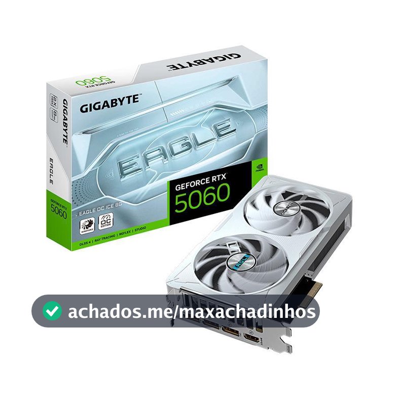 Placa de Video Gigabyte GeForce RTX 5060 Eagle OC Ice, 8GB, GDDR7, 128-bit, GV-N5060EAGLEOC-ICE-8GD