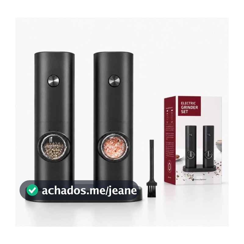 Kit Moedor Elétrico de Pimenta e Sal Automático Com Base Suporte LED e Cerâmica Ajustável