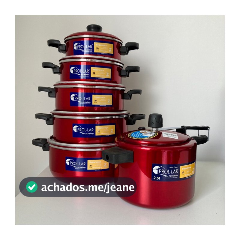 Jogo de panelas com 5 peças em Alumínio + panela de pressão 2,5 litros.