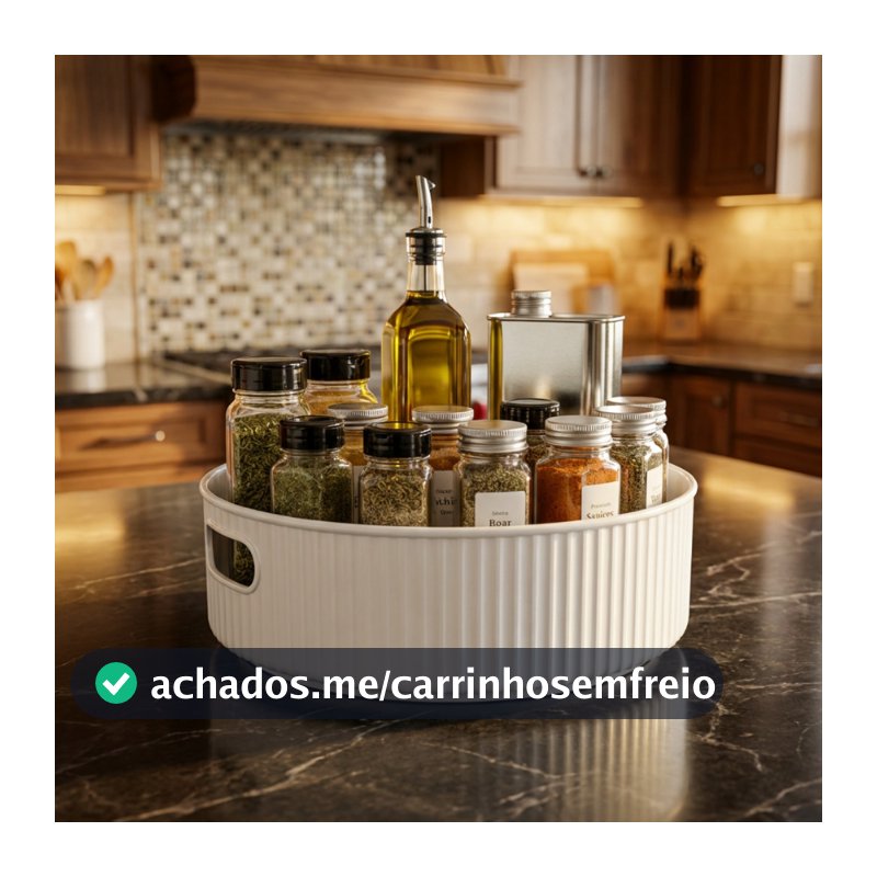 Organizador Giratório  Multiuso  Bandeja para Cozinha, Temperos Frutas Maquiagem Banheiro e Quarto