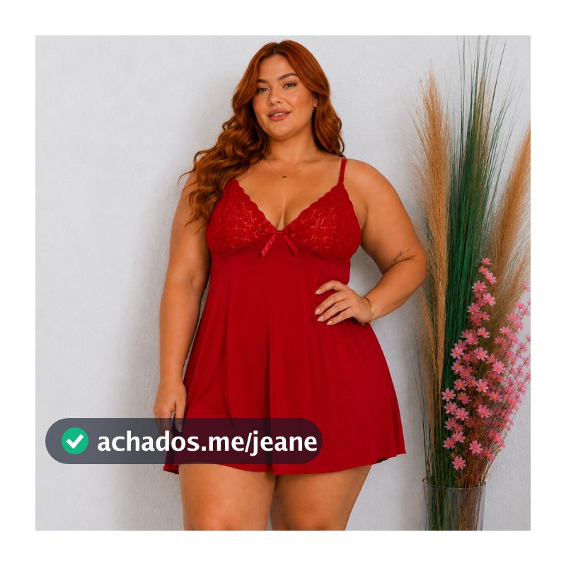 Camisola Plus Size de Renda Sem Bojo Sensual Pijama Curto Roupa de Dormir Feminino