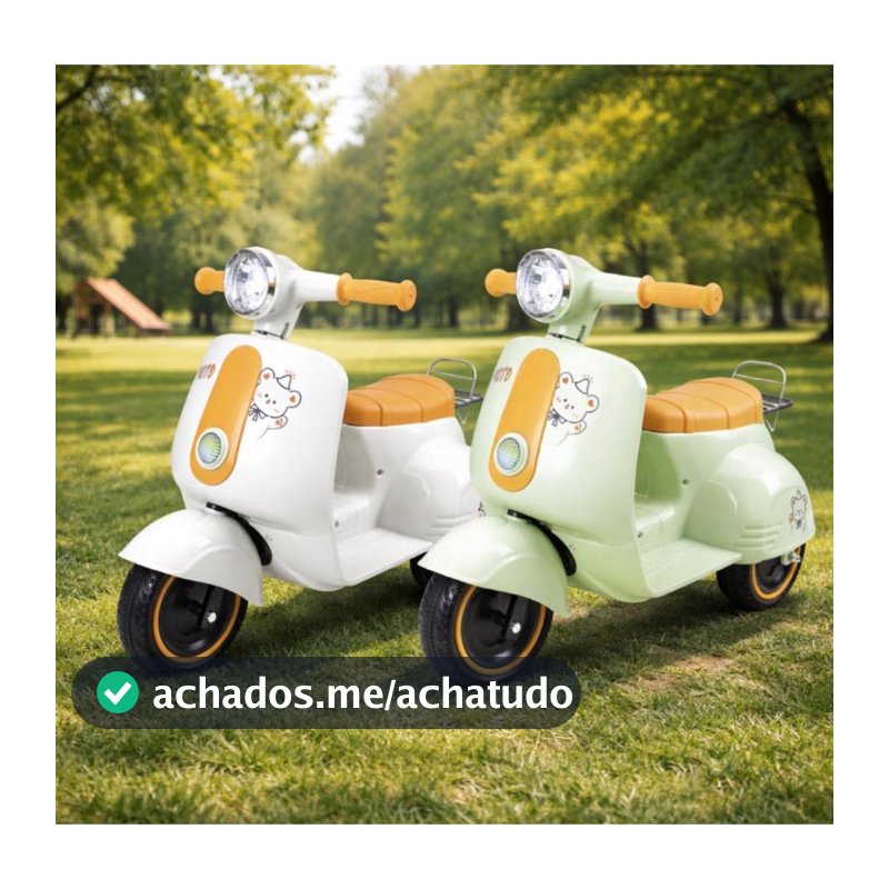 Triciclo Motinha Infantil 6V Avespa Maral Eletrica Luzes e Sons Scooter Suporta Ate 30 KG