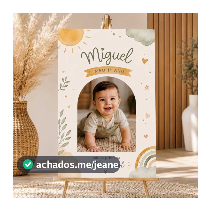 Quadro Placa Recepção de Aniversário Minha primeira volta ao sol Foto Bem Vindos Personalizado
