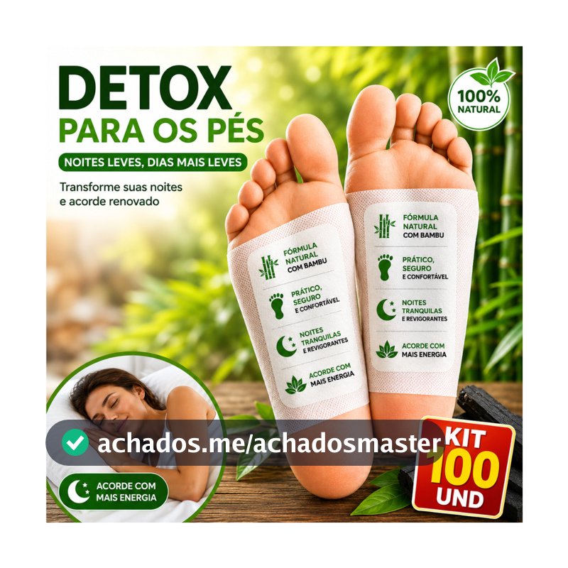 Kit 100 Detox para Pés Adesivo Relaxante Elimina Toxinas e Inchaço Desintoxicam-te Noturno