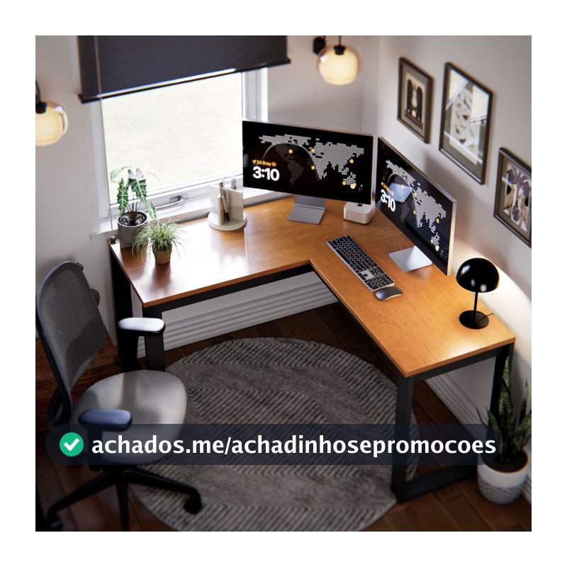 Escrivaninha De Escritório Home Office Berlim Em L Mesa Estilo Industrial Para Computador Notebook E PC MDF Resistente