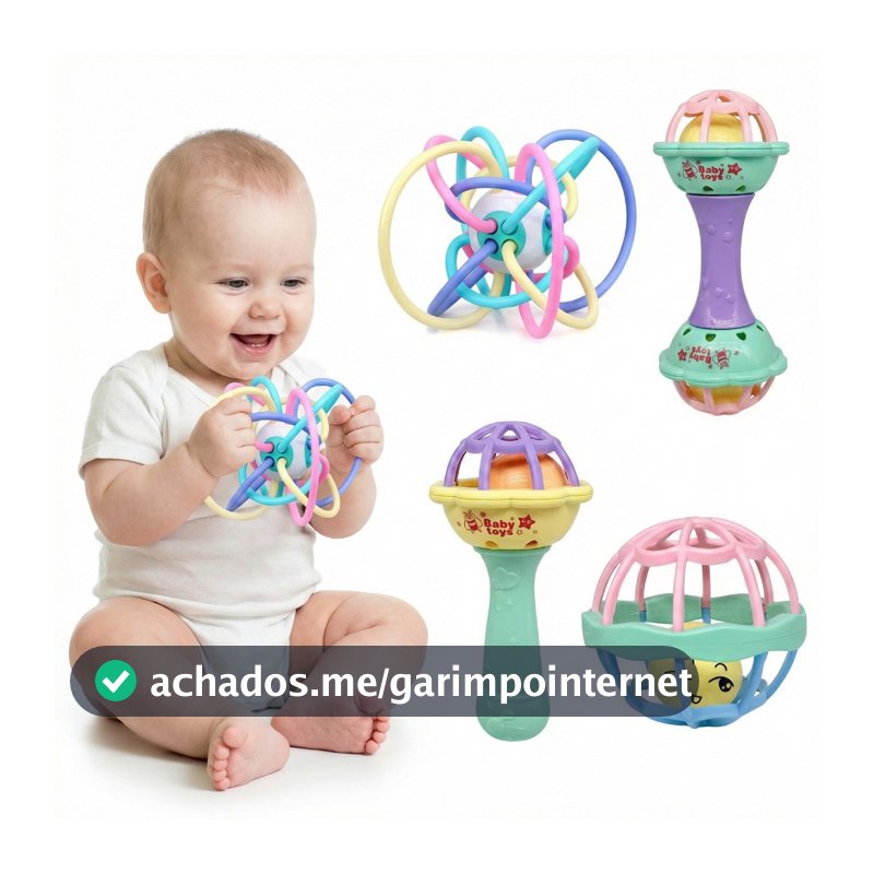 Manhattan Ball - Bola de Dentição, Guizo e Brinquedo Educativo Táctil para Bebê 0-3 Anos