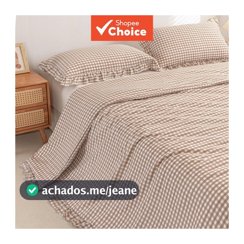 Conjunto De Cama Pastoral Country De 3 Peças – Capa De Edredom Com Babados Xadrez De Microfibra 100 % Ultramacia 1 + 2 F