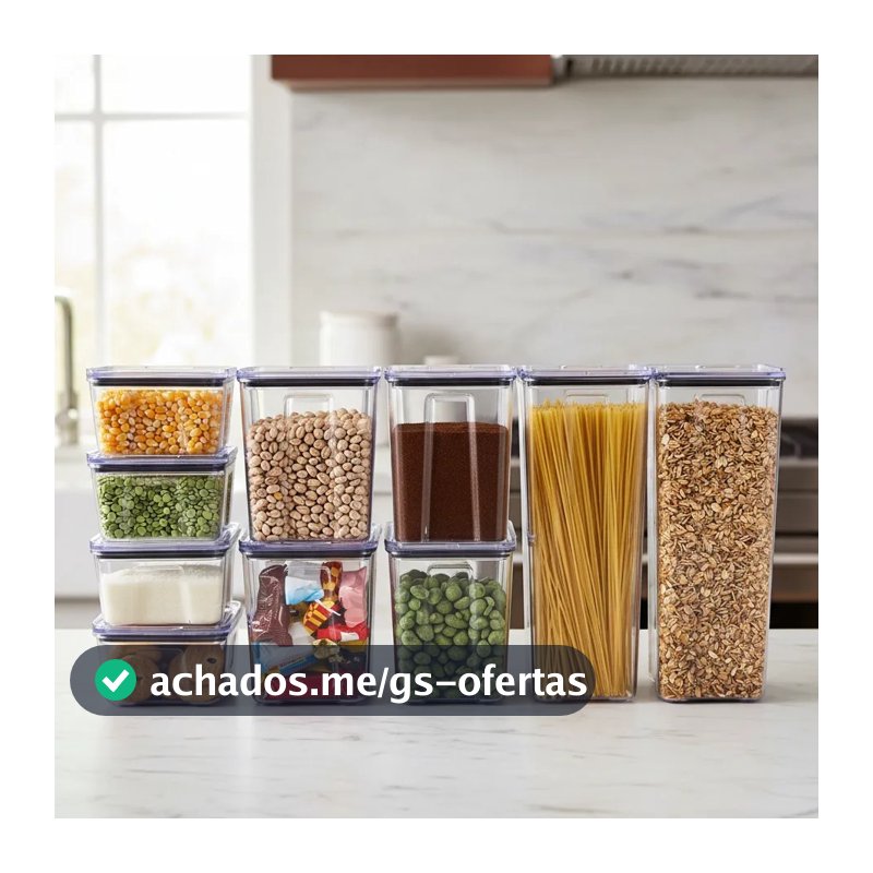 Kit 10 Pote Hermético Empilháveis Porta Mantimento Cozinha Organizador Rebirth