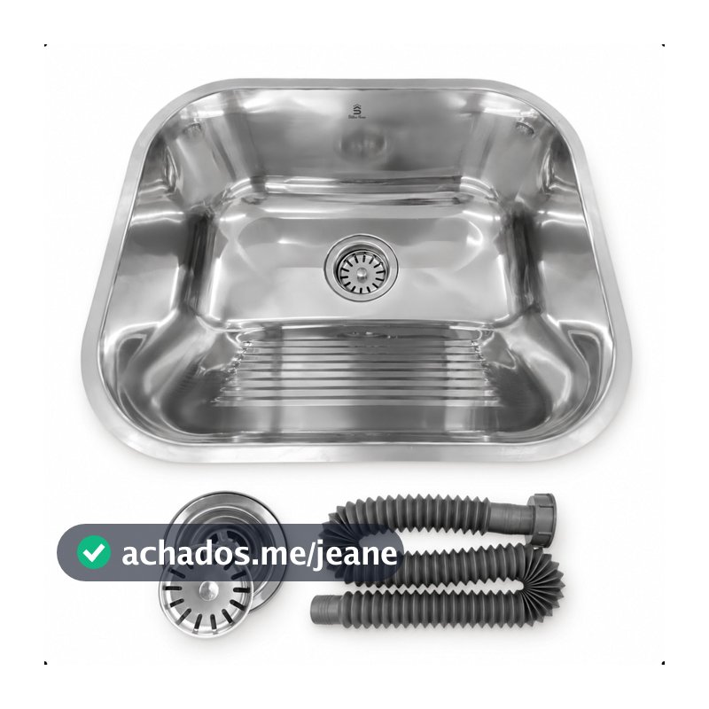 Tanque Inox Lavanderia Pequena 34x40cm Embutir Sobrepor Com Ralo Sifão Premium