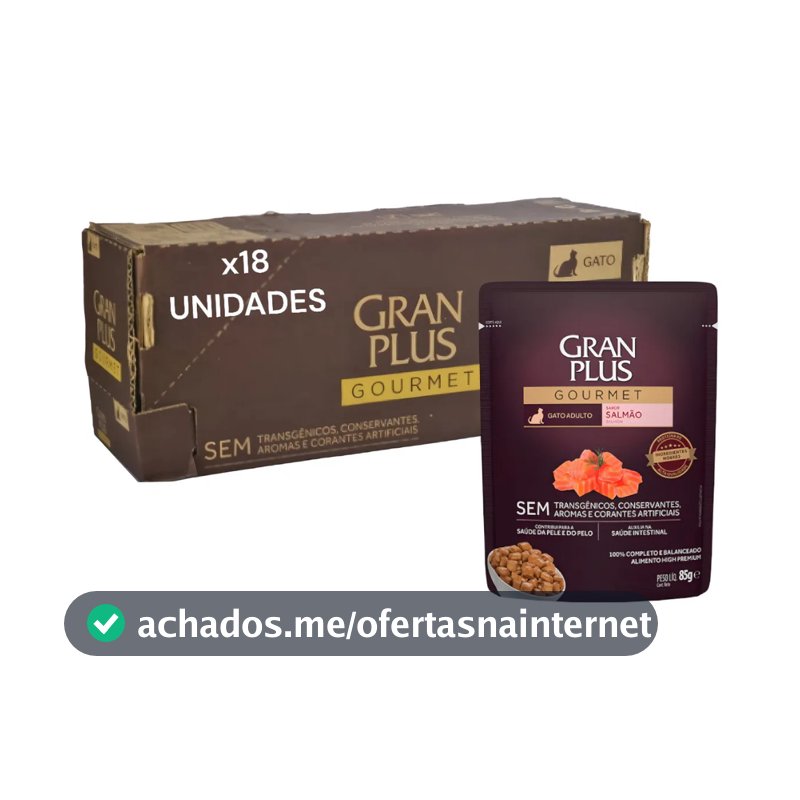 Ração Úmida Sachê GranPlus Gourmet Gatos Display 18 unidades de 85g cada