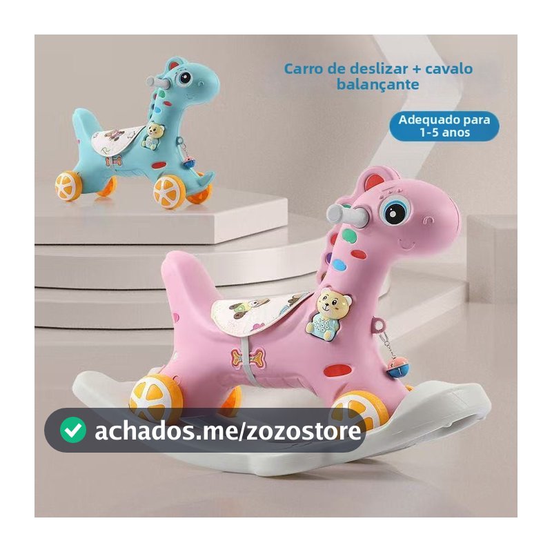 Carrinho de Bebê Cavalinho de Balanço 2 em 1 - Brinquedo Multifuncional de Pônei--3602