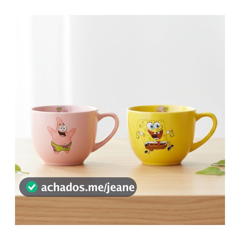 Caneca do Bob Esponja, Presentes Criativos, Geek, Colecionáveis, kit 2 canecas 170ml