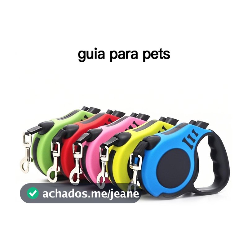 Coleira Guia Retrátil 3/5 Metros  Pets Cachorro Cães Gatos Resistente Com Trava Até 11.33kg