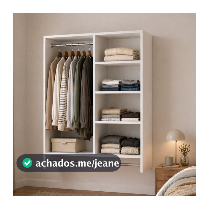 Arrmário Aéreo Organizador com Cabideiro Duplo 85cm | Nichos  Prateleiras Multiuso 113