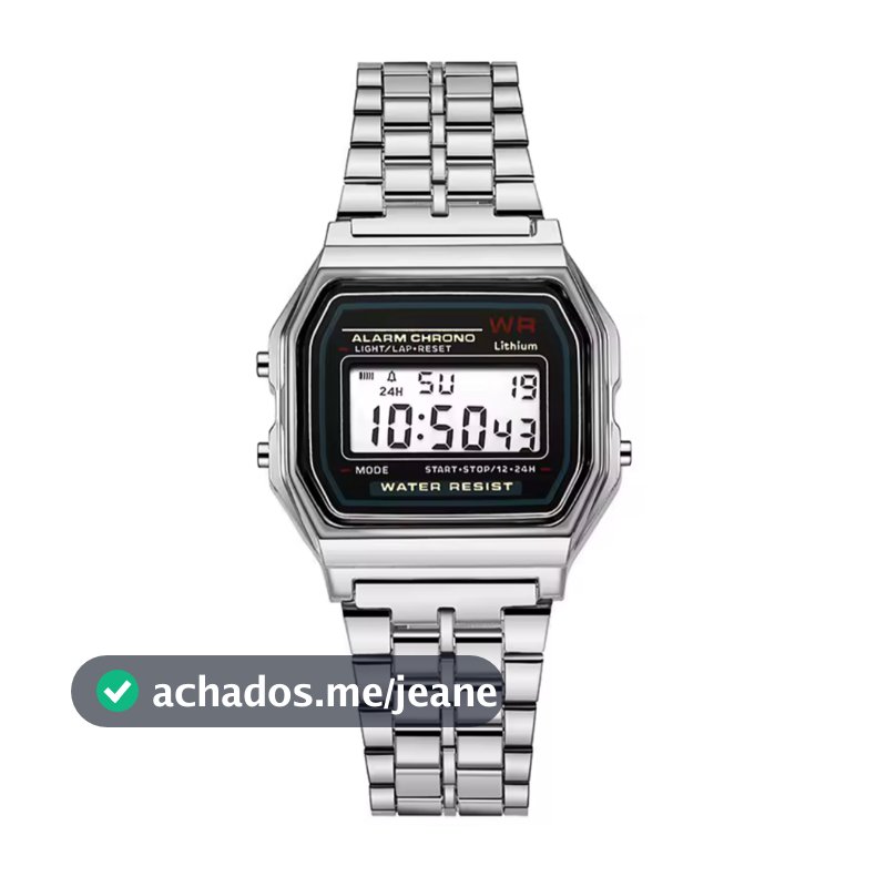 Relógio Retrô Digital Prata LED Unissex Fashion Masculino Feminino Pulseira Inoxidável Alta Qualidade