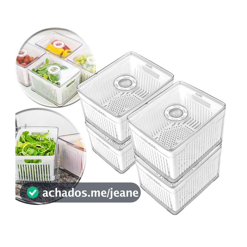 Kit Organizadores de Geladeira e Armário 3,8L – Cestos Acrílico Plástico Transparente para Cozinha, Frutas, Verduras