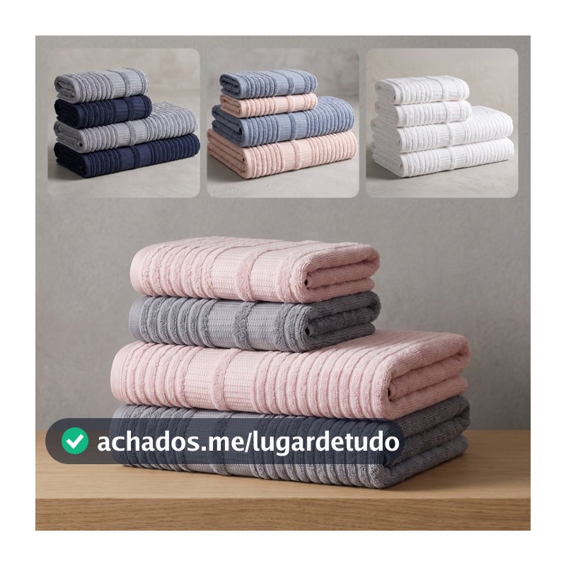 Jogo de Toalhas 4 Peças Banhão e Rosto 100% Algodão Brisa Karsten