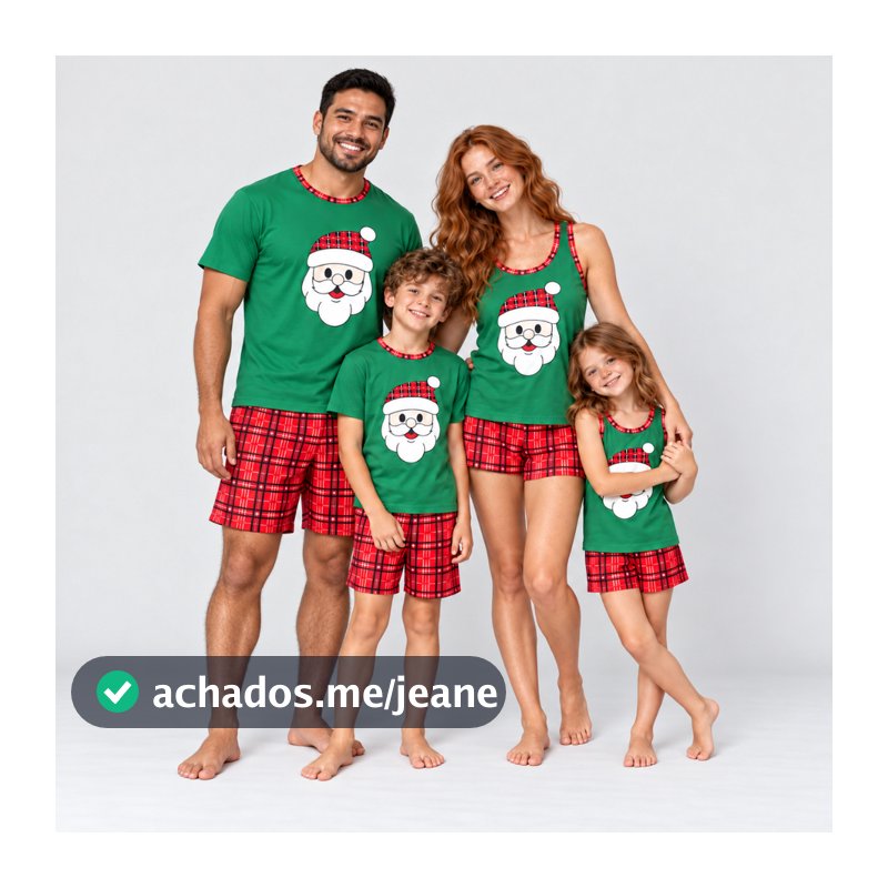 Kit Pijamas Natal Familia Pai Mãe Filho Filha Noel Verde Xadrez Compre Separadamente