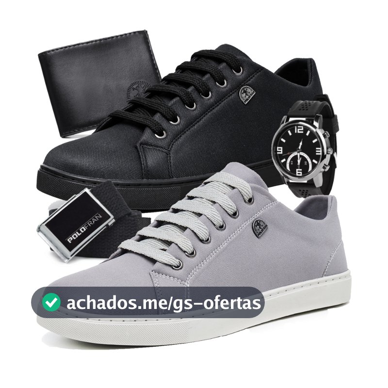 Kit 2 Tênis Masculino Polo Fran Sapatênis Básico Casual Com Carteira Cinto e Relógio London