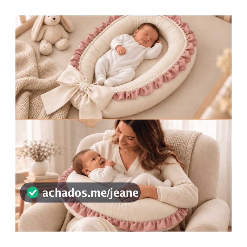 Kit Ninho Redutor + Almofada Amamentação + Travesseiro ninho 100%  ALGODÃO Babado DUAS CORES