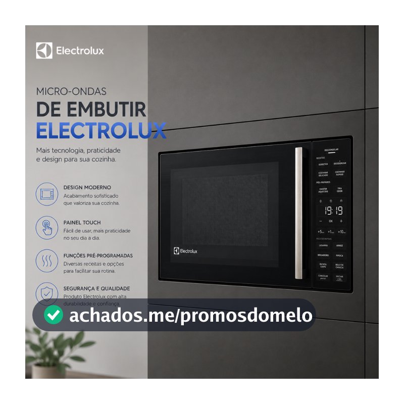 Micro-ondas de Embutir Electrolux ME3BP 34L Preto Experience Descongelamento Assistido