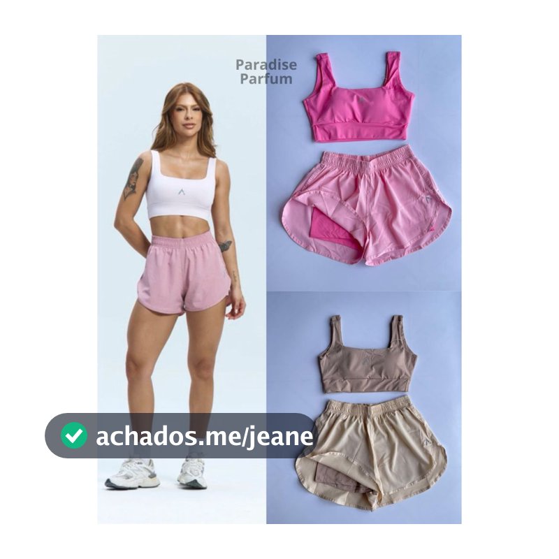 Conjunto de Short Duplo e Top em poliamida e Tactel Fitness Slim Fit