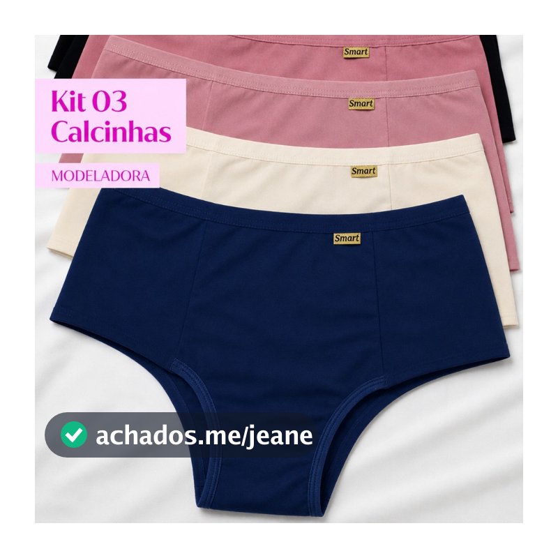 Kit 3 Cinta Modeladora Feminina Pala Dupla calcinha cintura alta Calcinha cós alto segura barriga