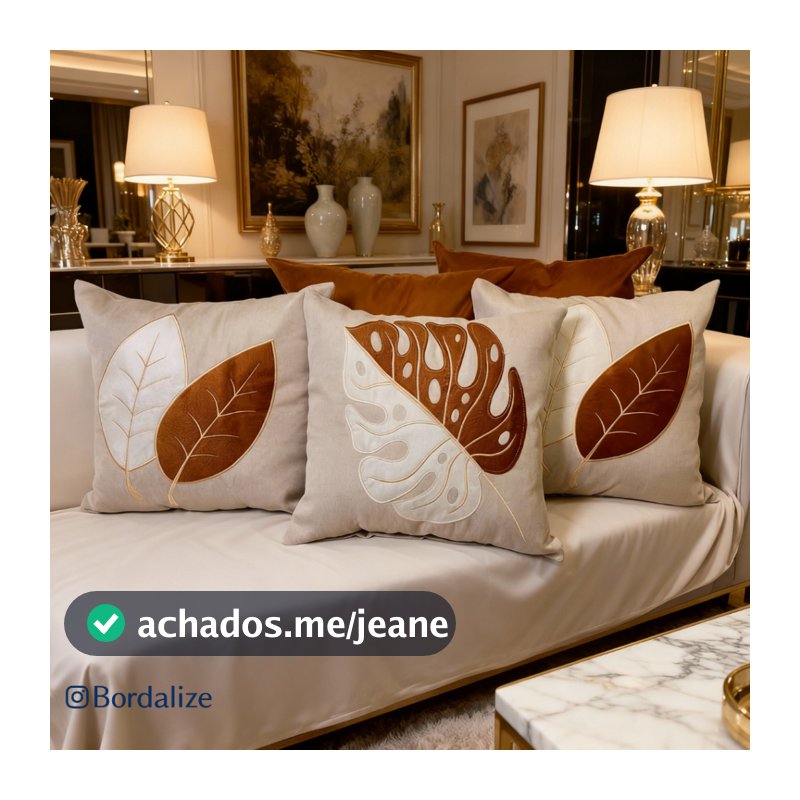 Kit de Capa de Almofada Linho Bordada Aplicada Decorativa - Escolha Sua Combinação