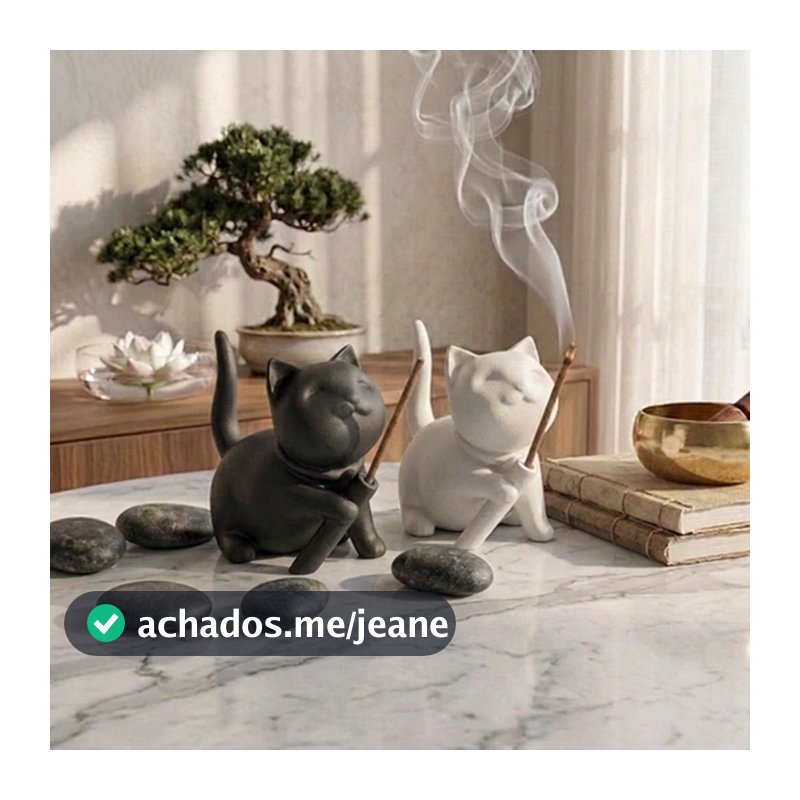 Incensário Gatinho Decorativo Porta Incenso Moderno Relaxante