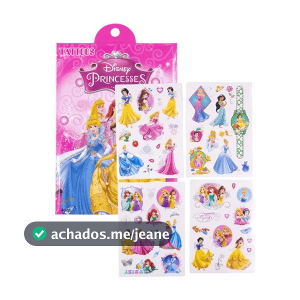 Kit 50 Tatuagem Princesas Temporárias Tattoo