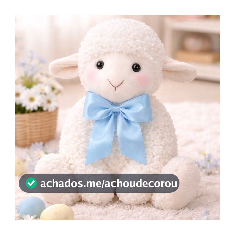 Ovelha de Pelúcia 34cm com Laços Coloridos para Presente ou Decoração Macia e antialérgica