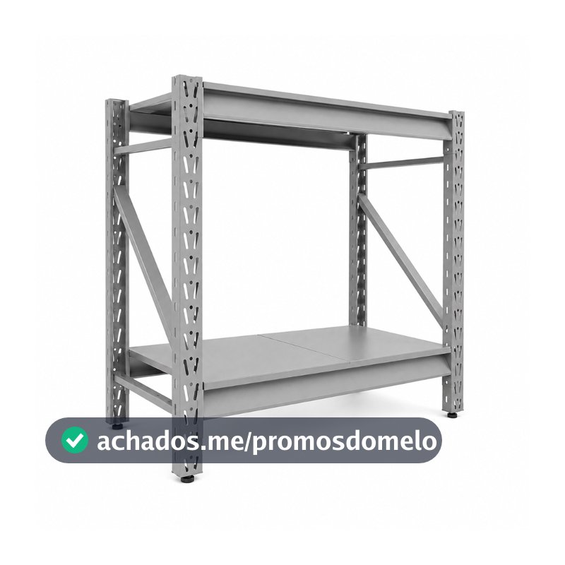 Estante de Aço Reforçada 2 Prateleiras 150kg por Nível Empilhável para Estoque Cinza BAFF