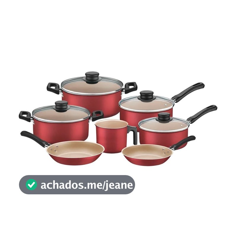 Jogo de Panelas Tramontina Turim em Alumínio Antiaderente Vermelho 7 Peças